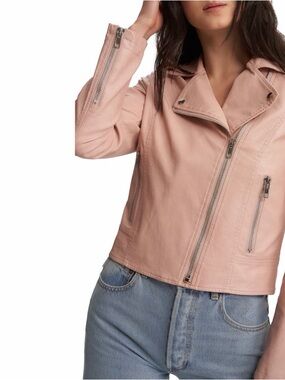 NWOT Noize Ivanna Women's Blush Pink vegan leather Moto Jacket size XXL